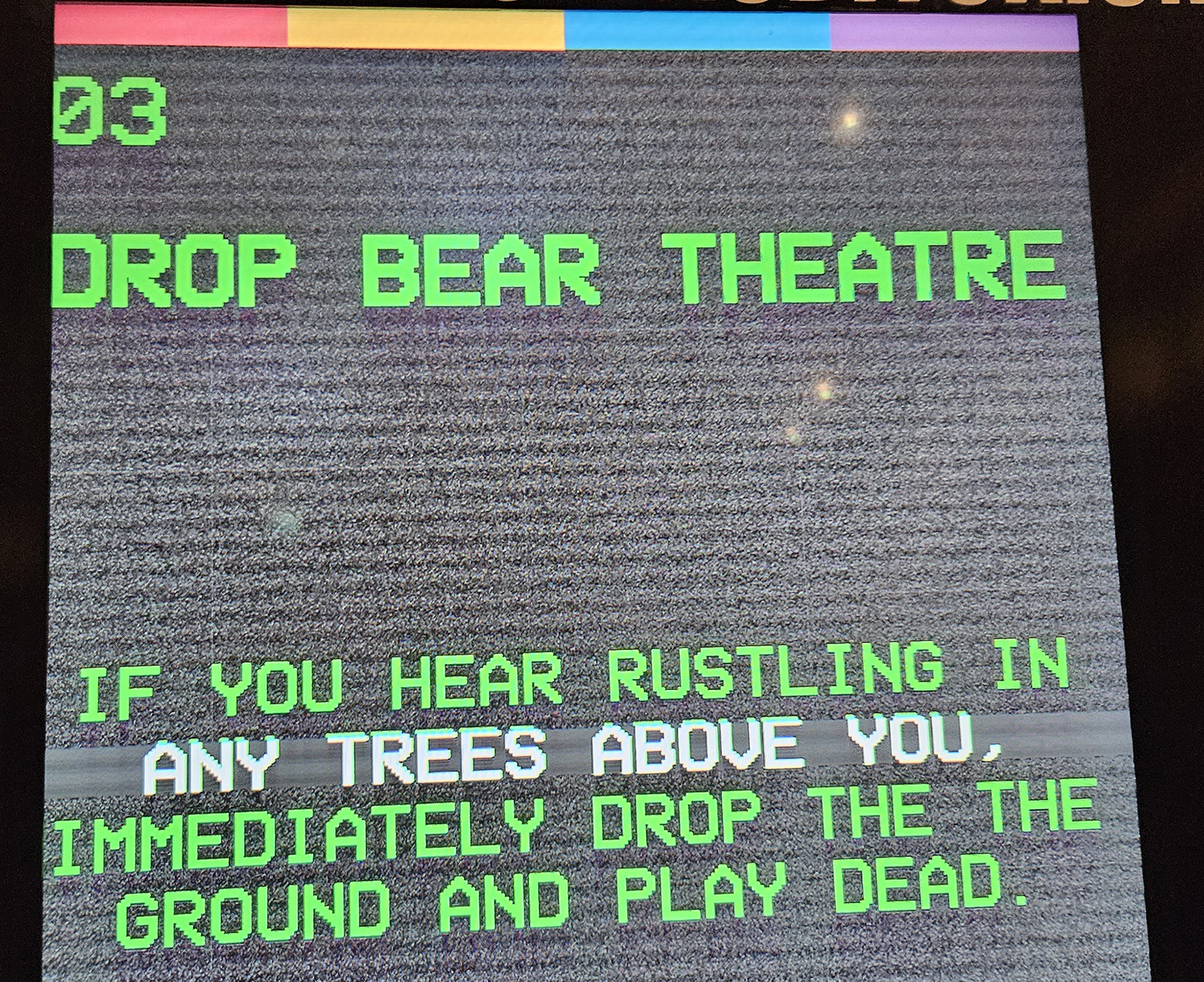 Good Drop Bear advice.