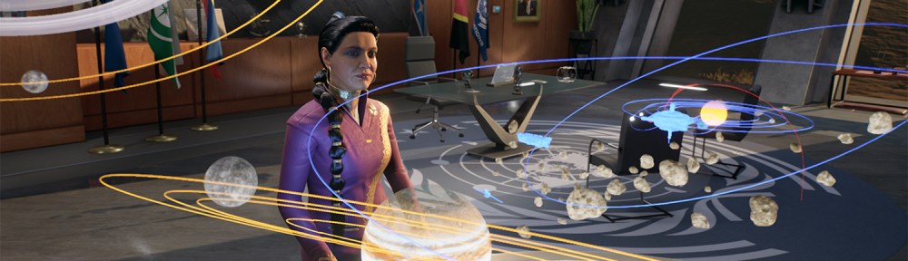 Chrisjen Avasarala looks at a space chart.