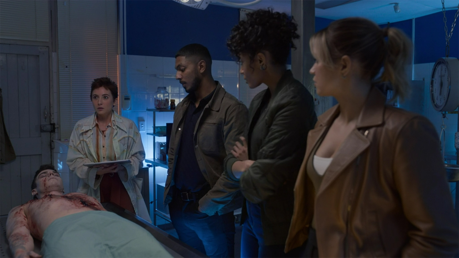 In the morgue with the body