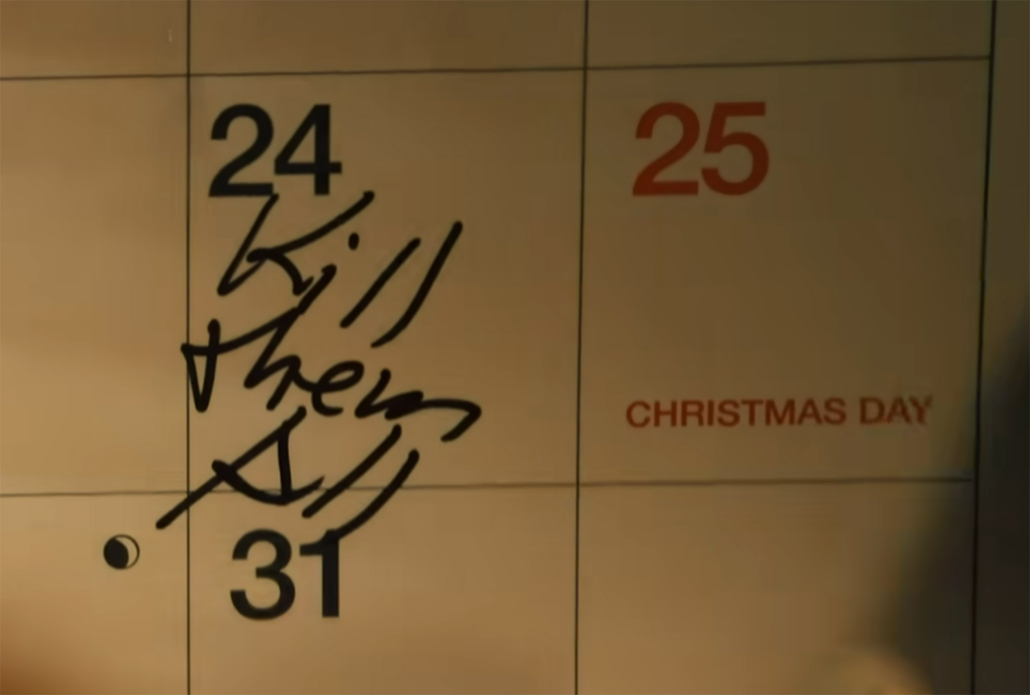 Christmas on a calendar.