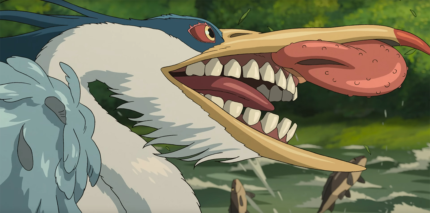 The Grey Heron reveals his mouth.