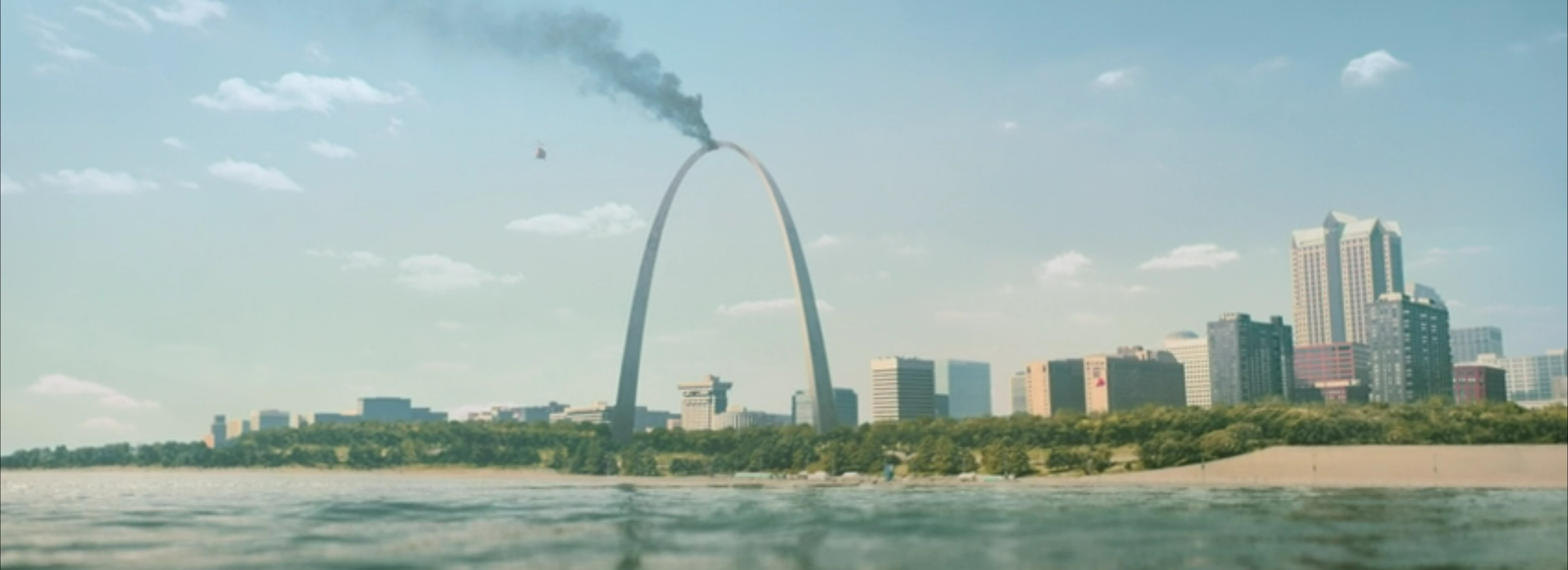 Gateway Arch smoking.