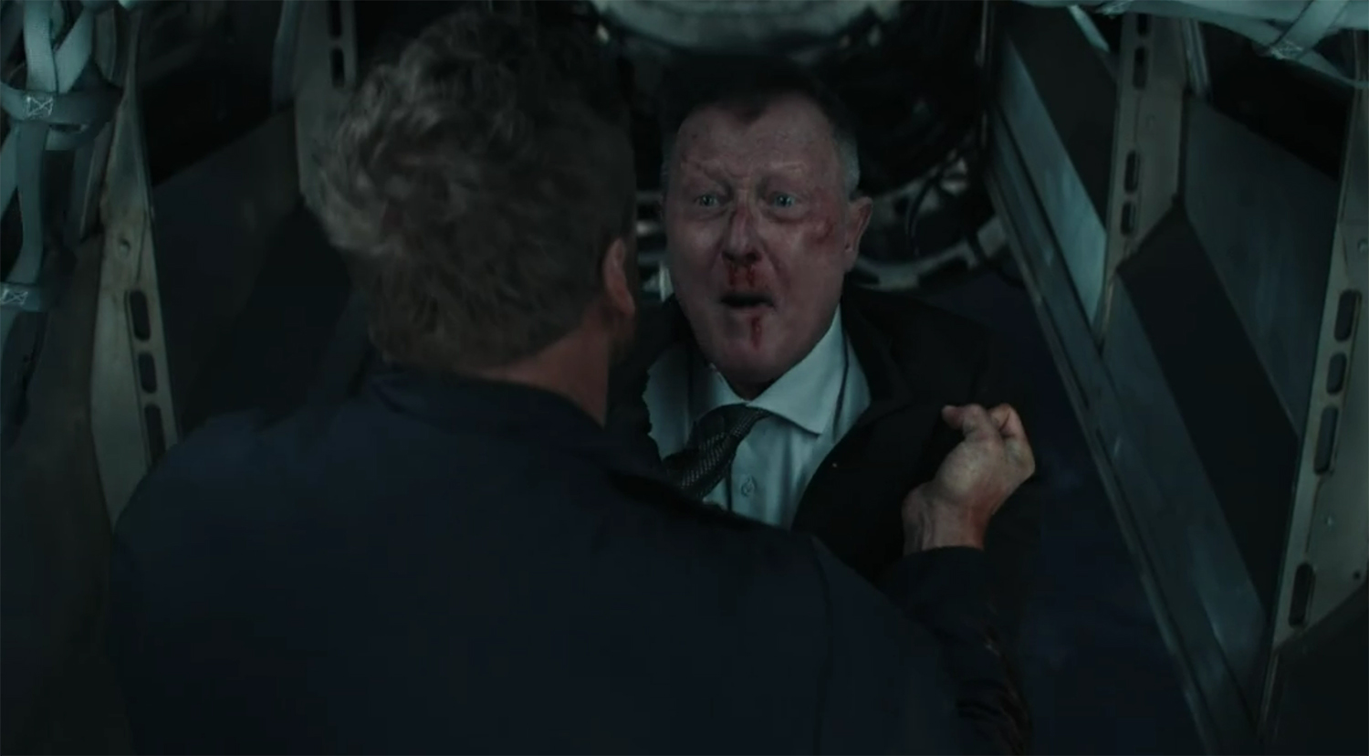 Langston gets thrown out a plane.