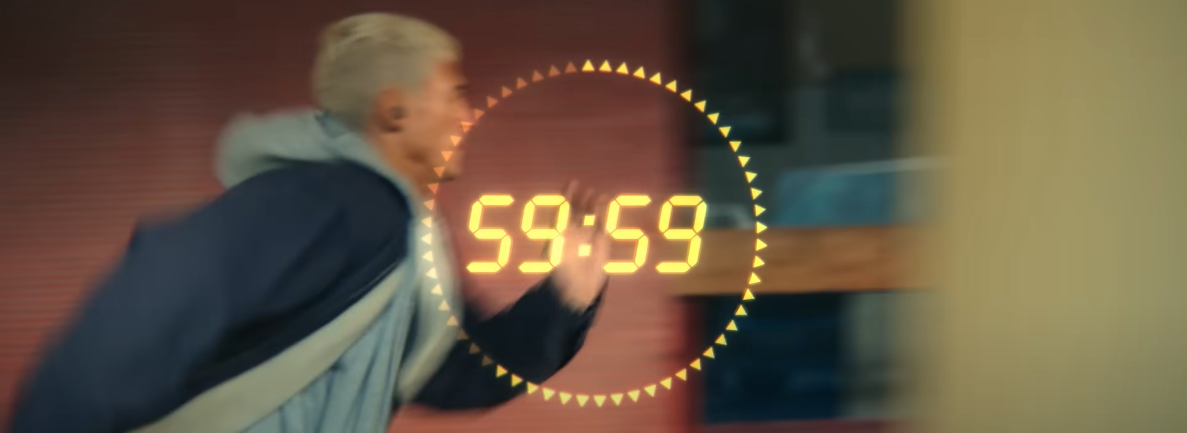 Octavio runs while time counts down.