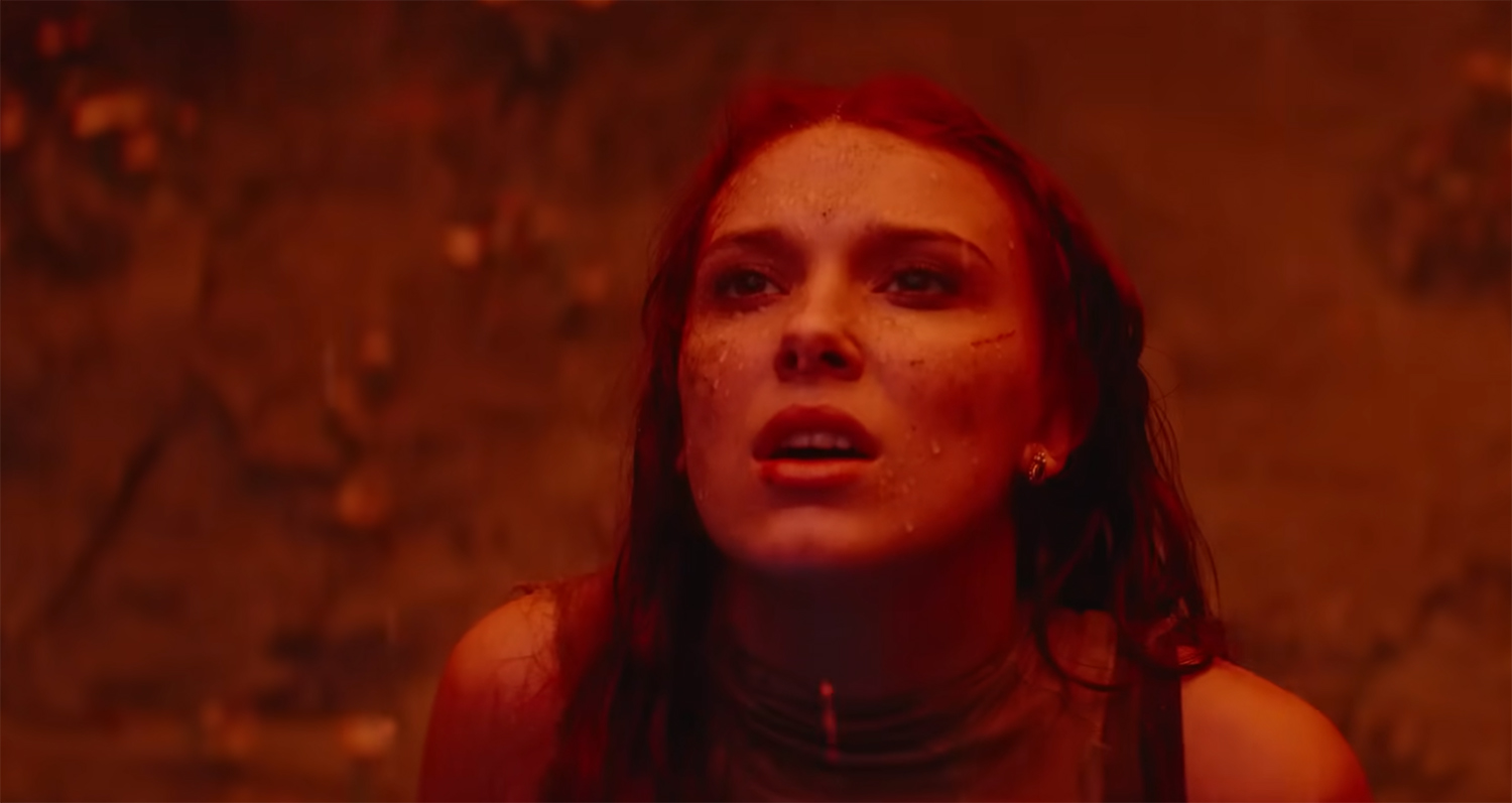 Millie Bobby Brown meets the dragon's stare.