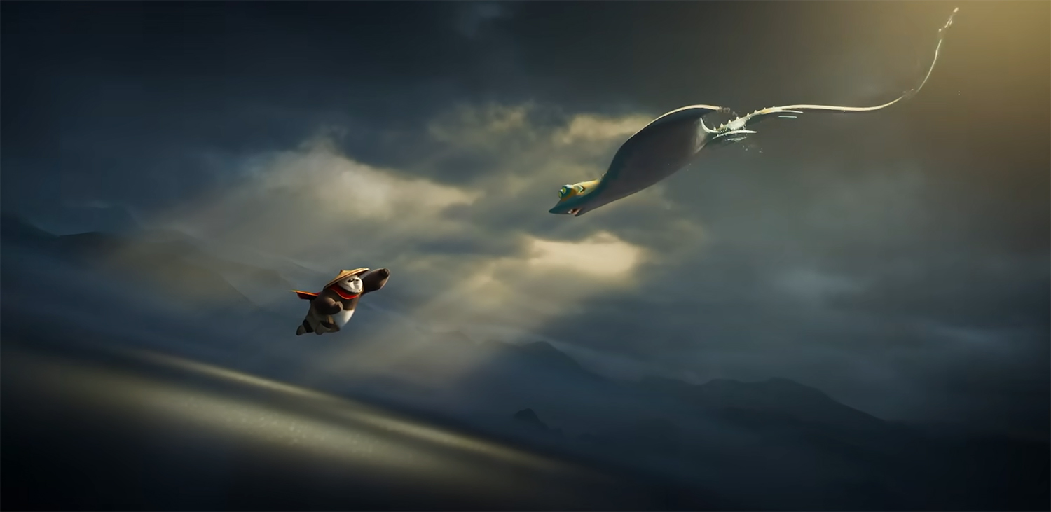 Po battling a flying Ray.