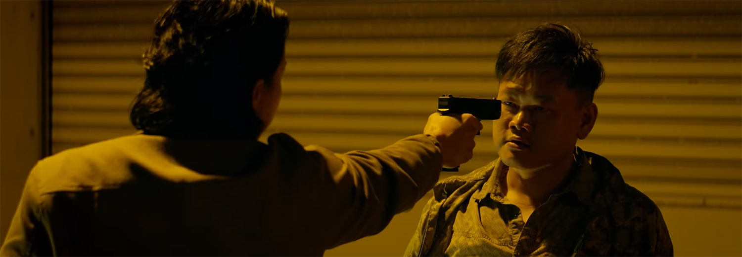 Chief pulls a gun on Mario.