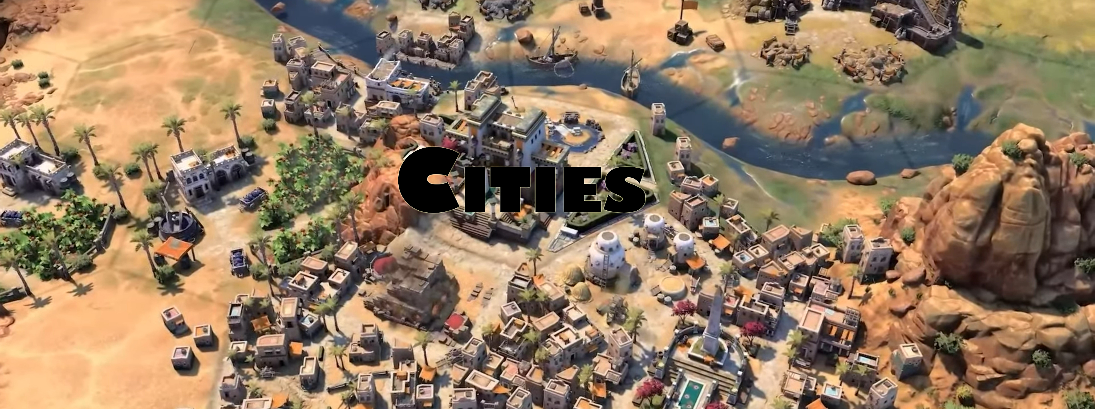 A Desert City near a river.