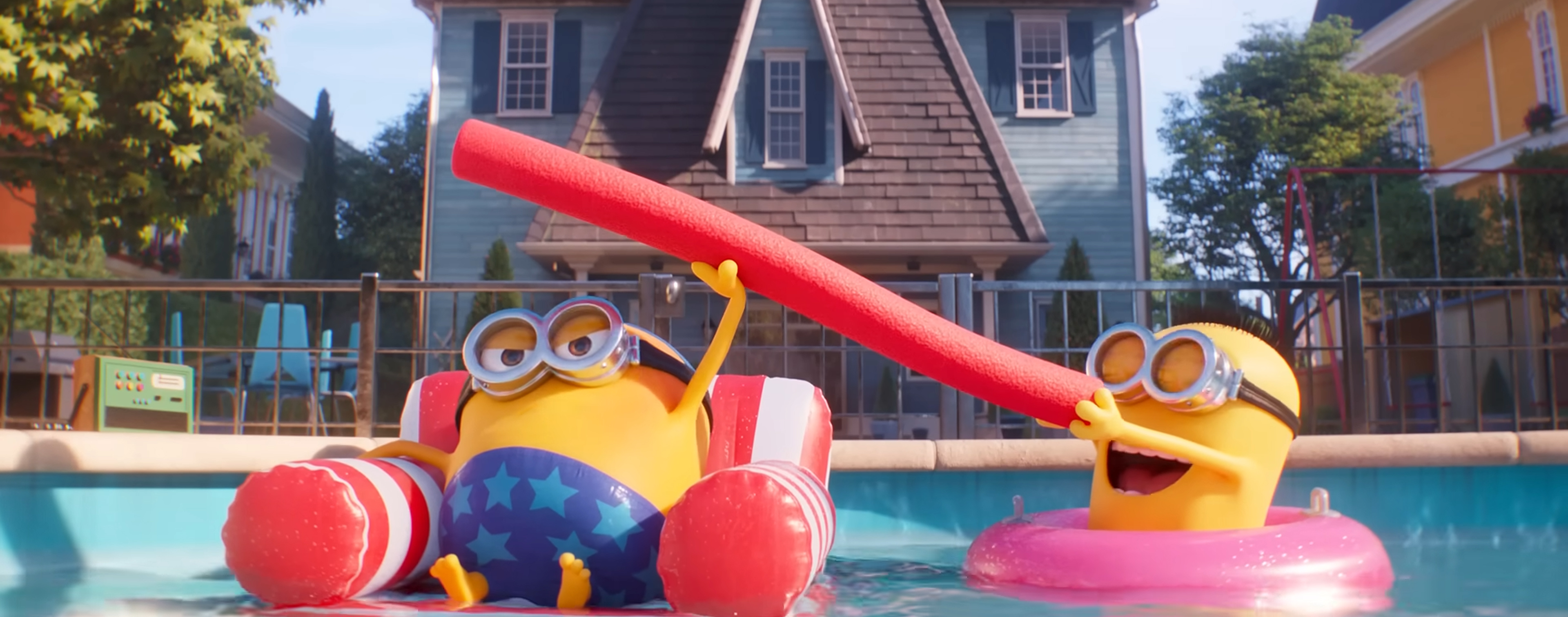 Minions in a pool.