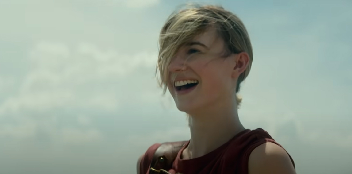 Kate looks in joy at a Tornado.