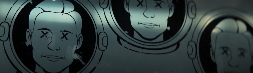 Three astronauts with crosses for eyes.