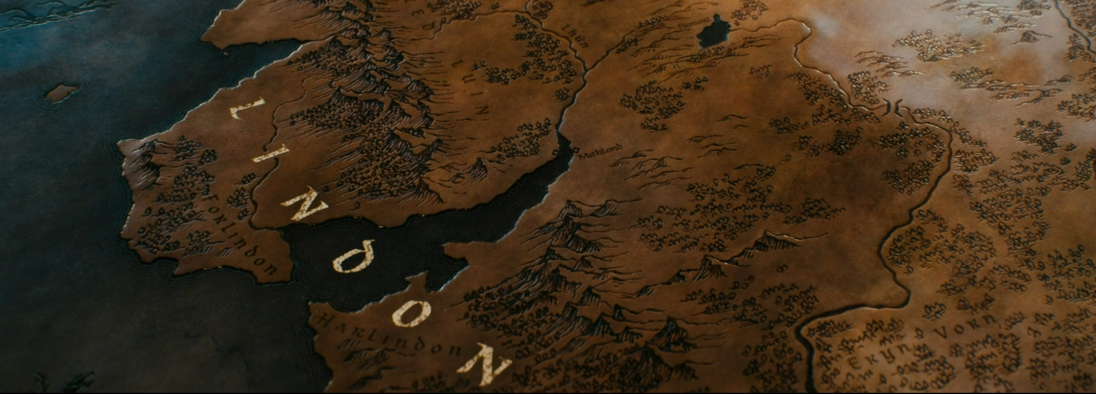 Lindon on a map of Middle Earth.