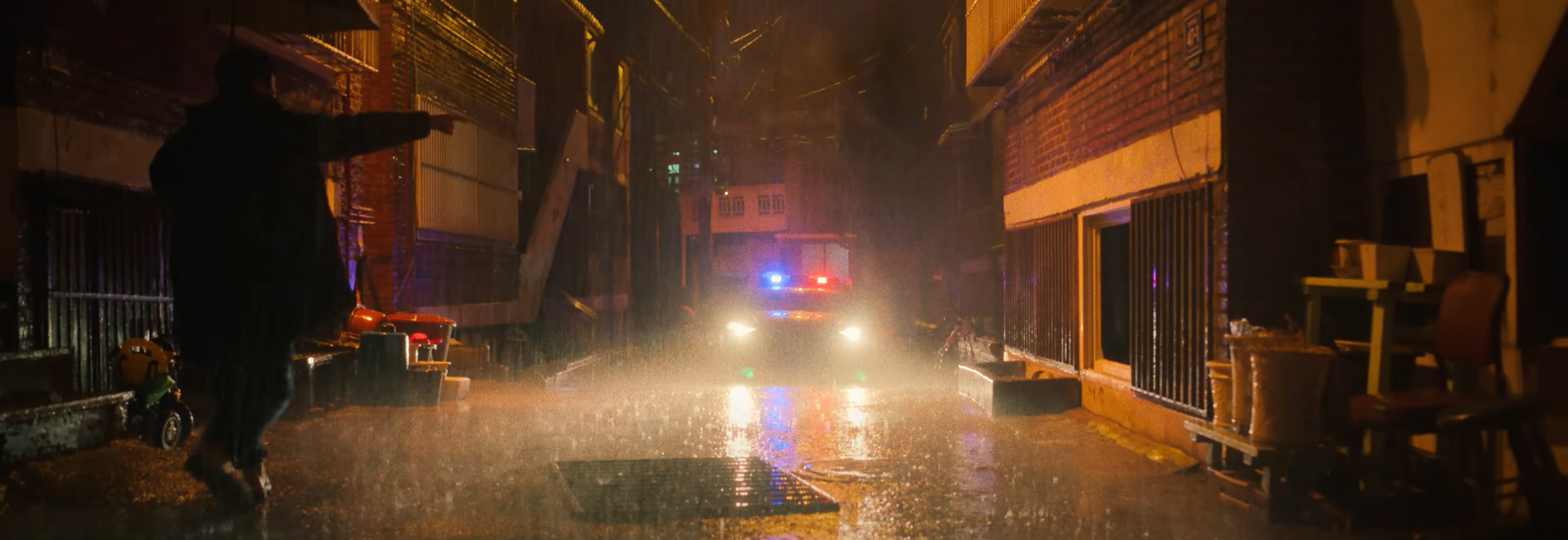 Police Car in the rain.