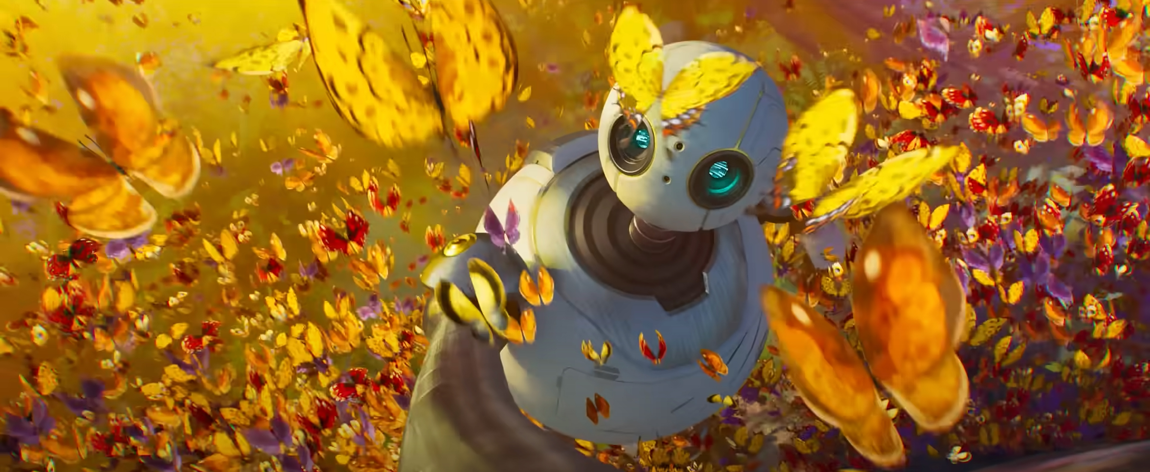 Roz surrounded by butterflies.