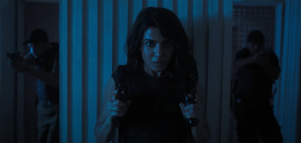 Honey prepares to shoot. 