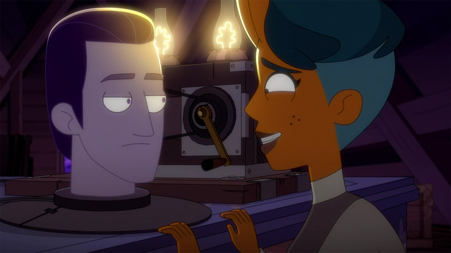 Data as a purple head.