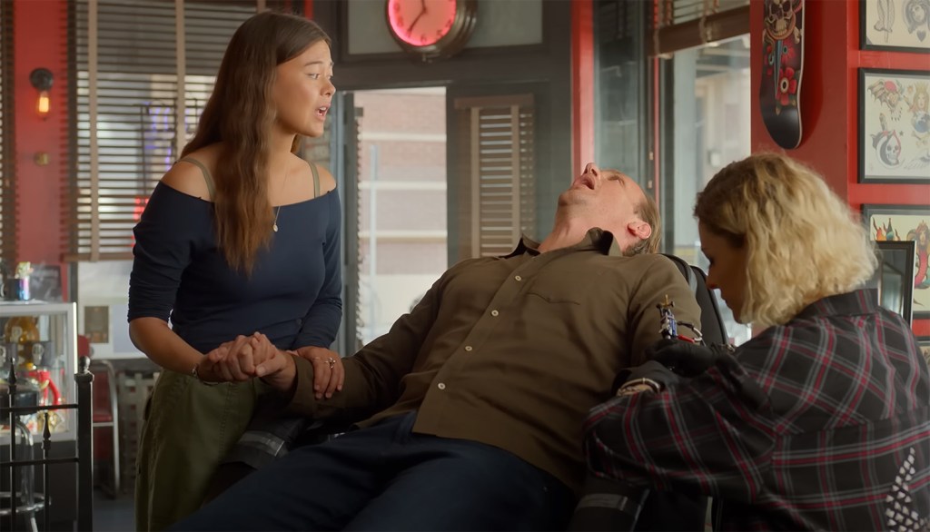 Jimmy screams while getting a tattoo. Image Credit: AppleTV+.