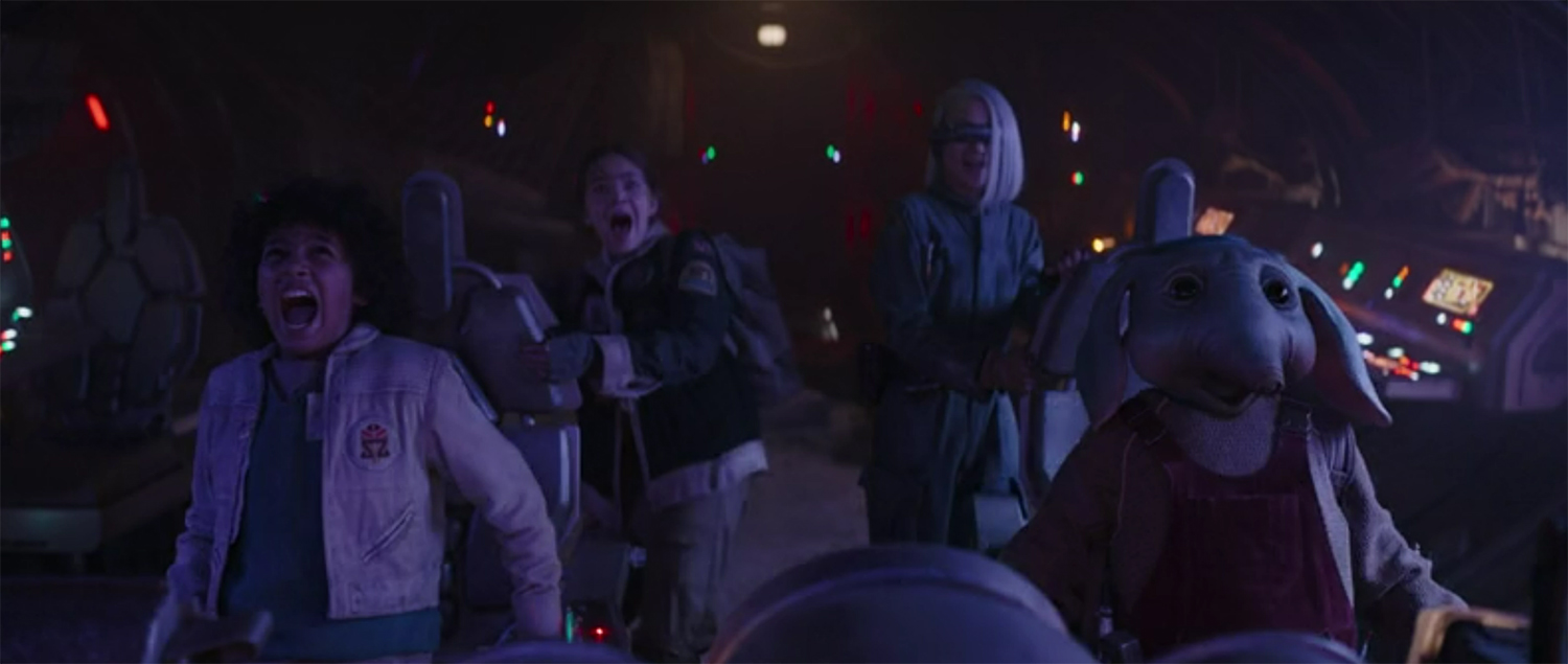 The cast as the ship takes off.