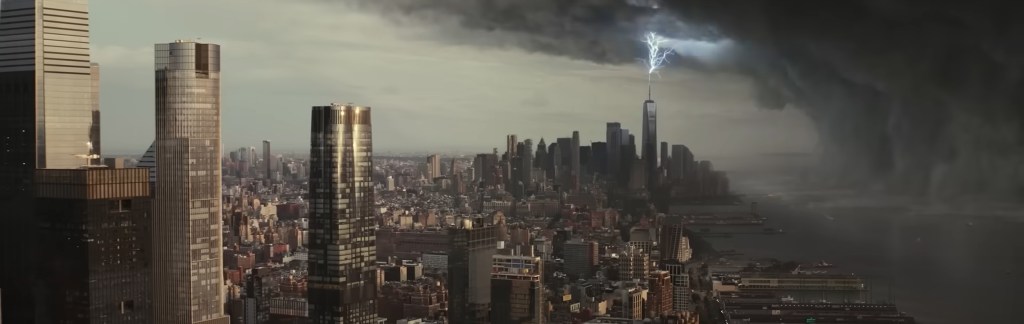 A storm approaches New York. 