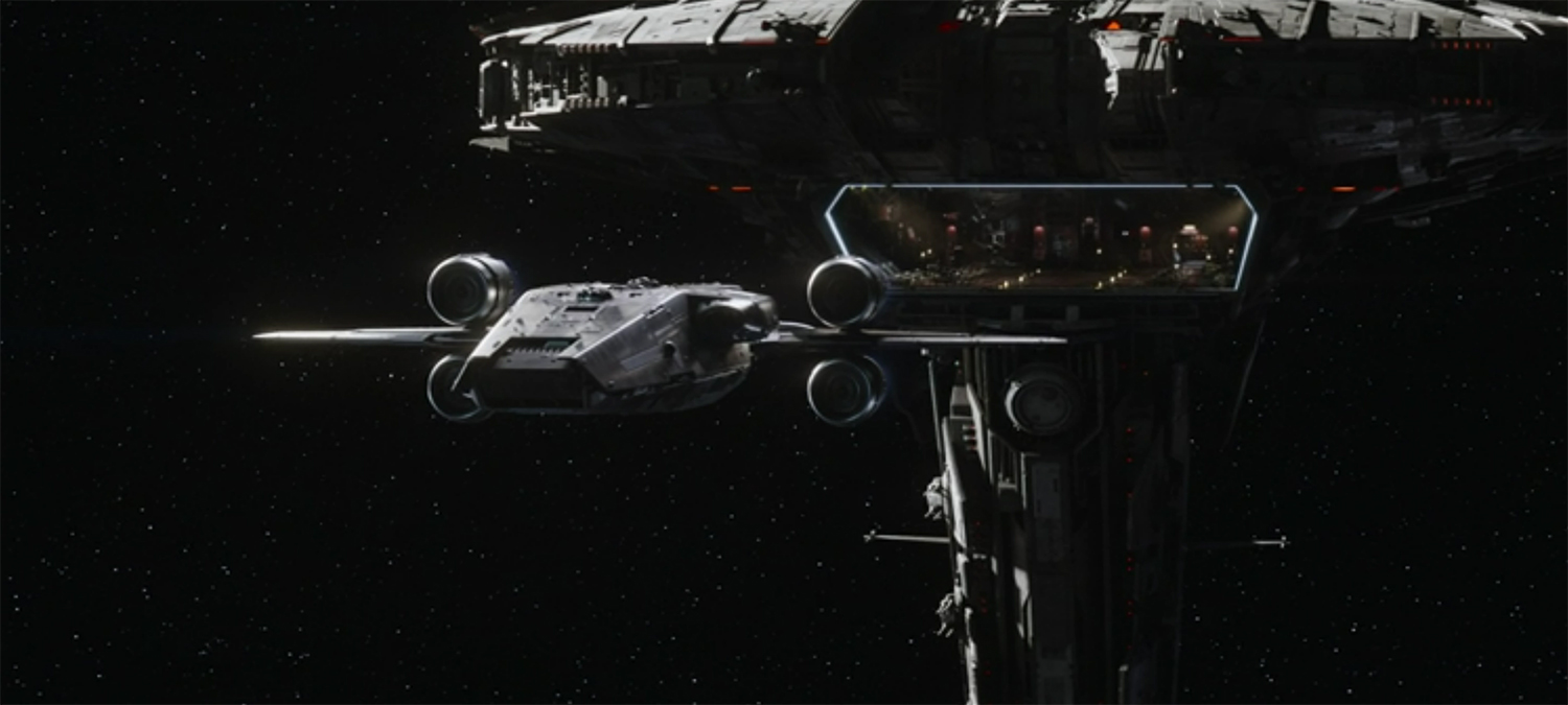 The pirate frigate sneaks up on the Onyx Cinder.