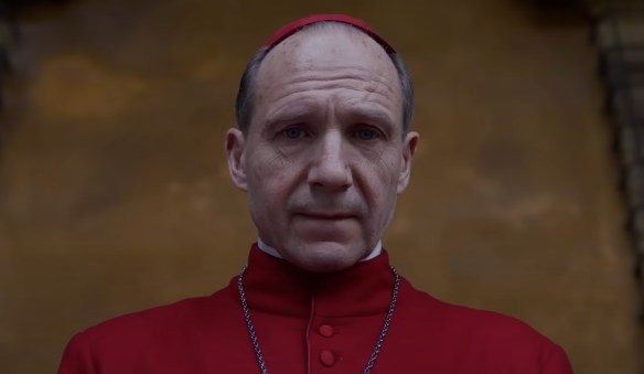 Ralph Fiennes in his cardinal garb.