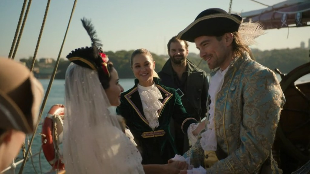 A wedding ceremony on the high seas. 