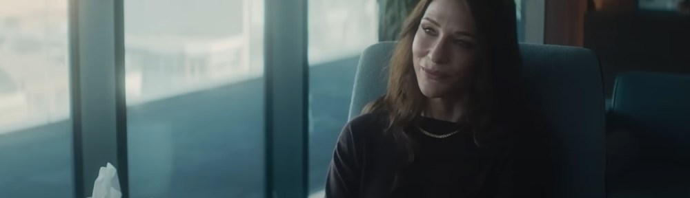 Cate Blanchett in a therapist's chair.