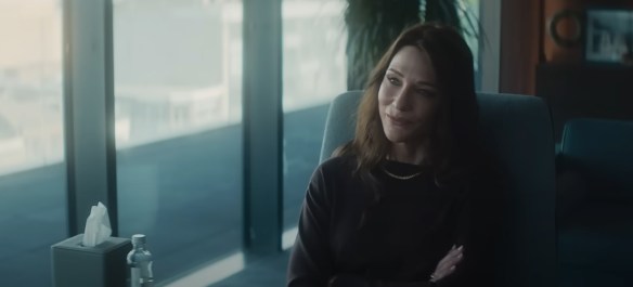 Cate Blanchett in a therapist's chair.