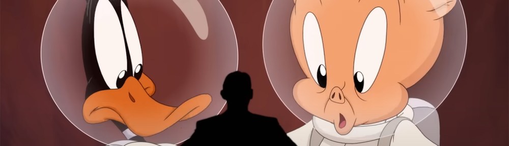 Daffy Duck and Porky Pig in space suits.