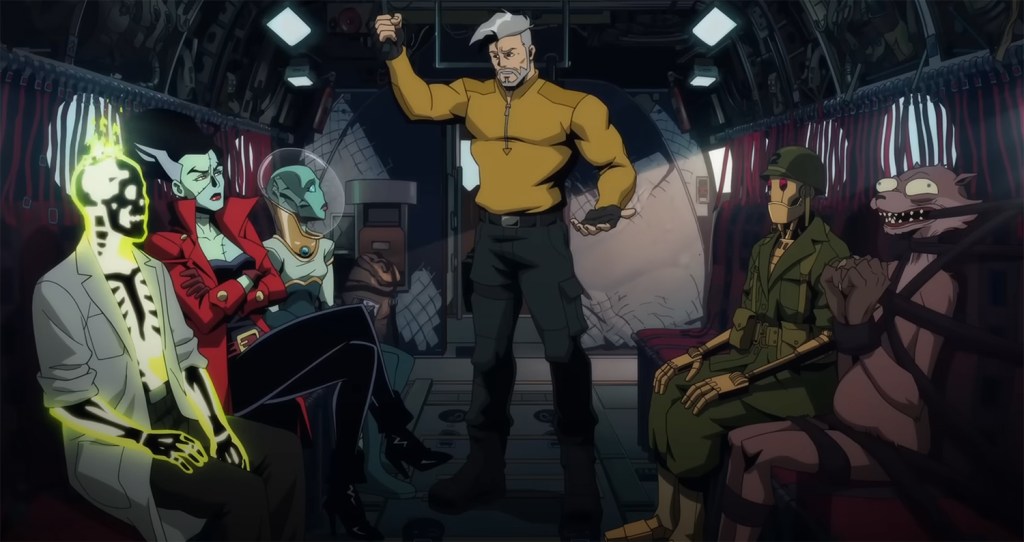 The creature Commandos in a helicopter. 