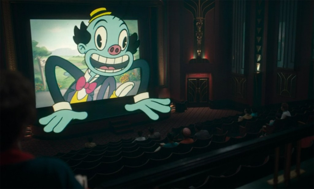 Mr Ring-a-Ding leaping out of the screen. 