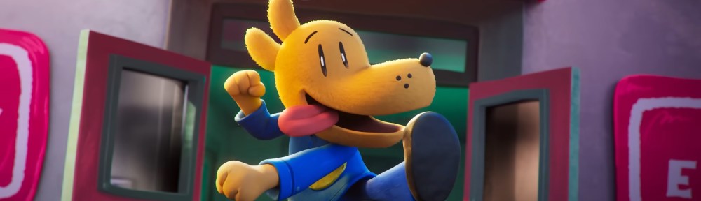 Dog Man jumping in the air.