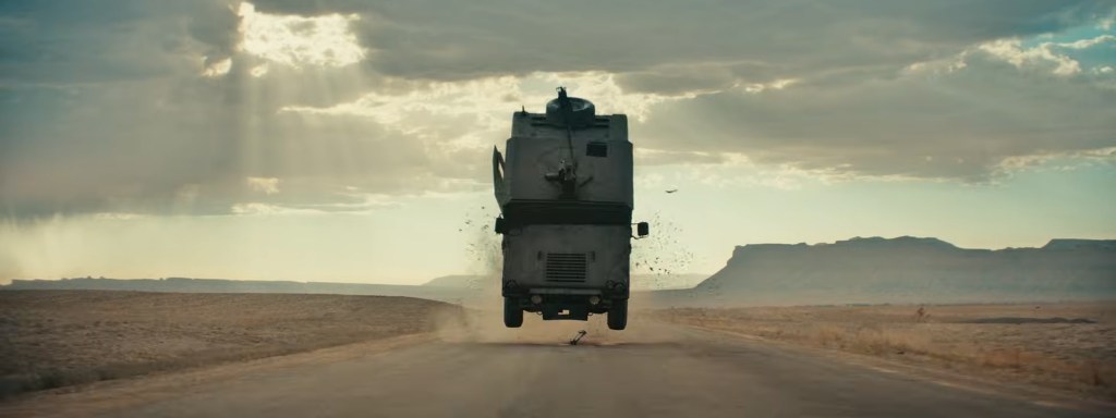 A Humvee gets yeeted into the air. 