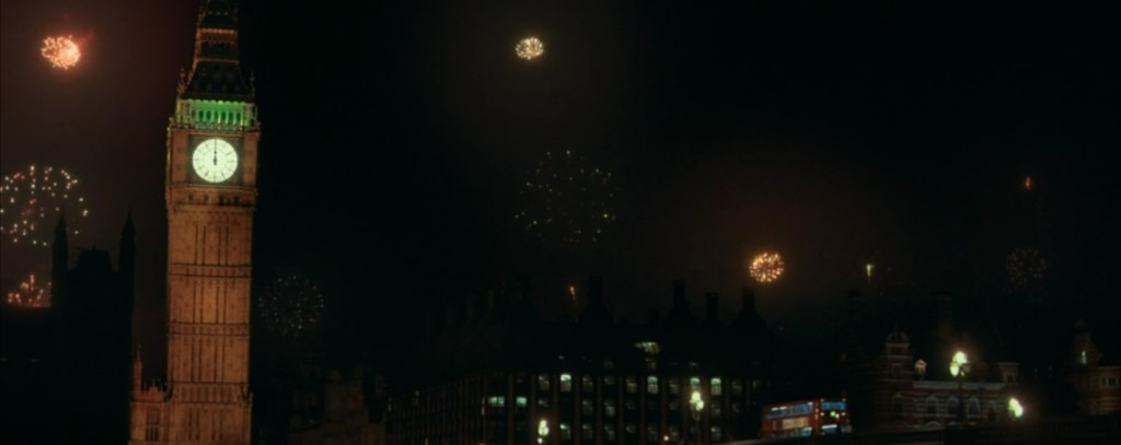Fireworks over Big Ben. 