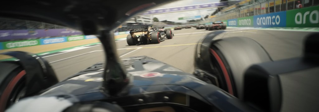 Looking at an F1 Race from the cockpit of an F1 car. 