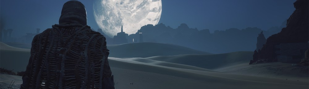 Looking out at a moon setting on Arrakis.