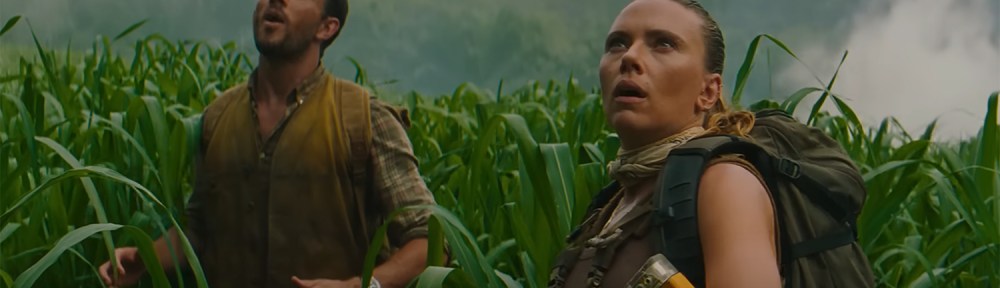 Scarlett Johansson, and Jonathan Bailey look up in wonder.