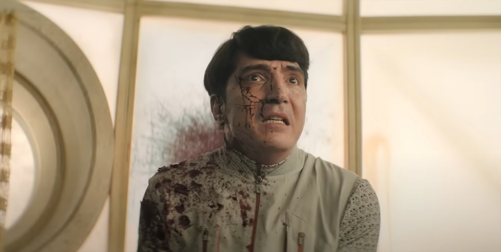 David Dastmalchian  covered in blood. 