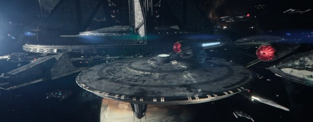 The USS Enterprise at Starbase One.