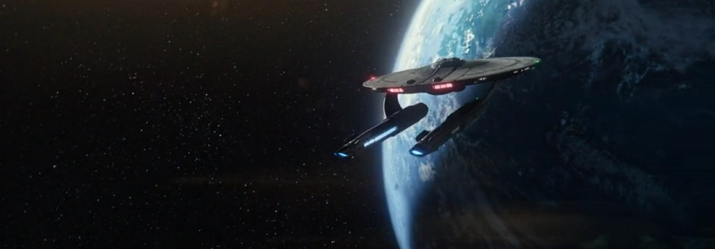 The USS Farragut in orbit of Helicon Gamma.