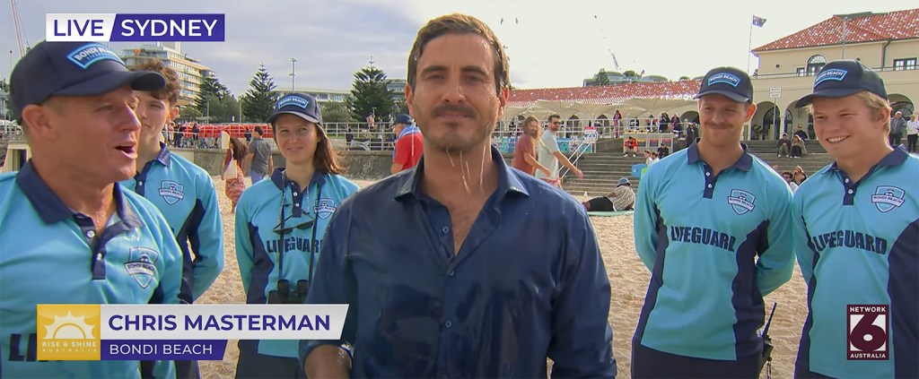 Ryan Corr being a bucket of water dumped on them.