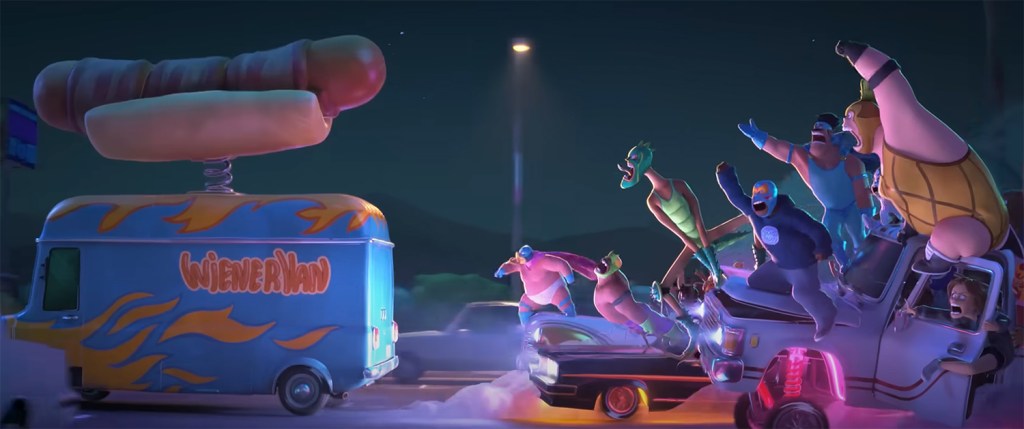 People chasing a Wiener truck.  