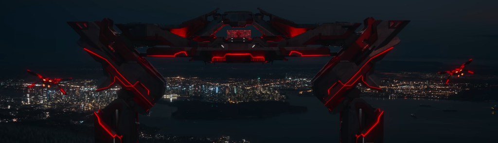 A Recognizer approaches a real life city.