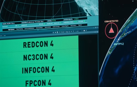 ICBM alert pops up on the screen. 