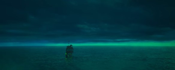 The Flying Dutchman on an eyrie sea.