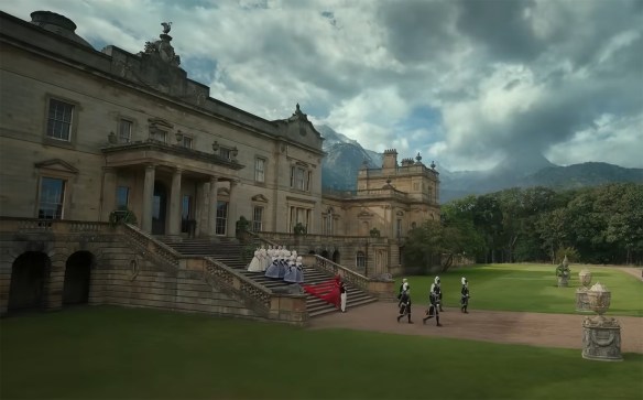 the family lines up to receive the father home. 