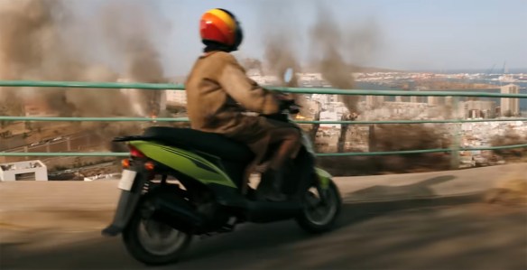 Scootering though the carnage.