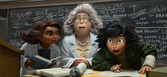 Mable crashes into a classroom.