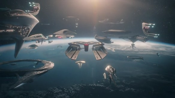 The USS Athena over Betazed. 