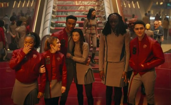 The cadets hug at the end. 